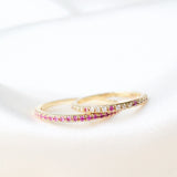 Sarah Lil Pink Mix 14K Gold Ring w. Sapphires & Diamonds