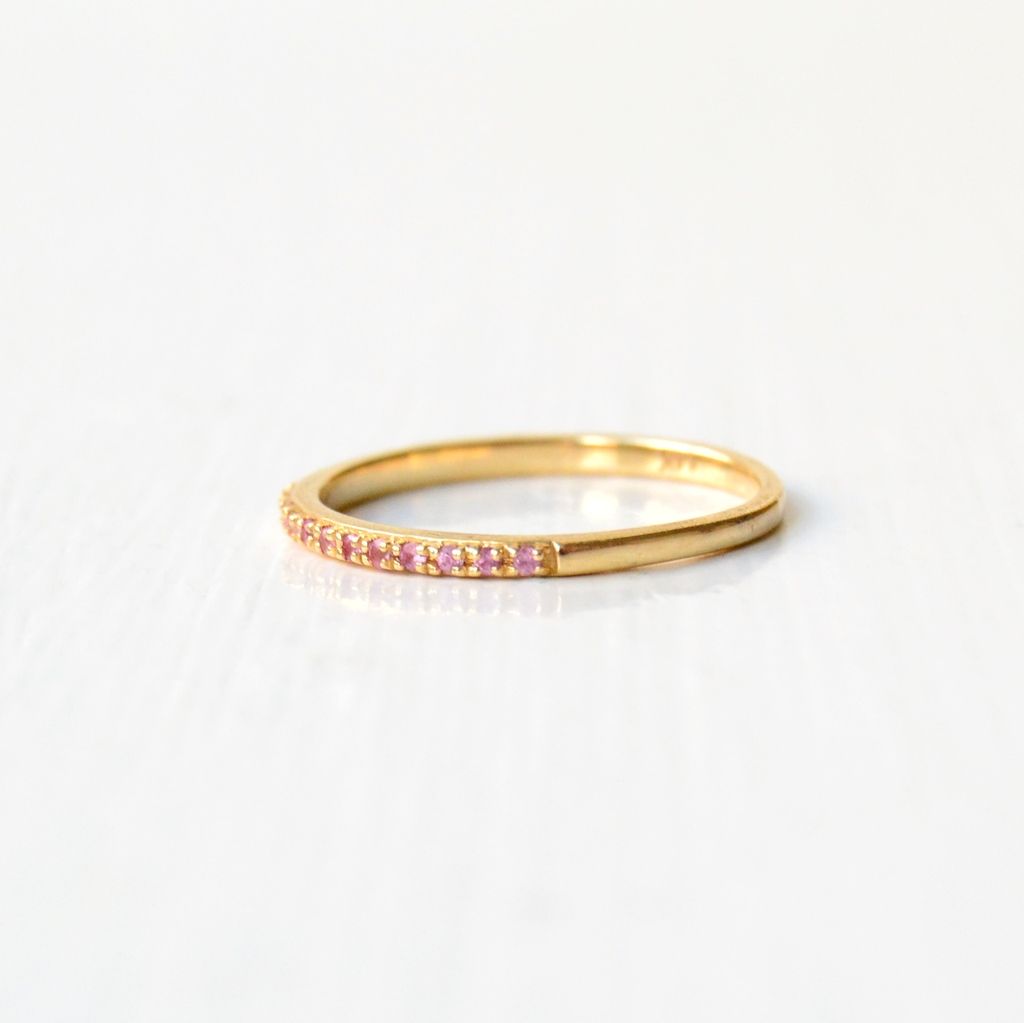 Sarah Lil Pure Baby Pink 14K Gold Ring w. Sapphires