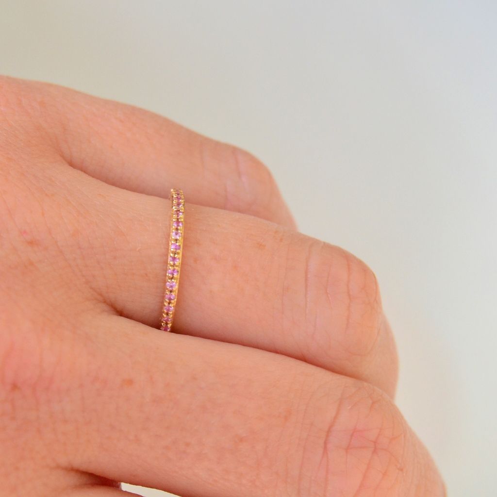 Sarah Lil Pure Baby Pink 14K Gold Ring w. Sapphires