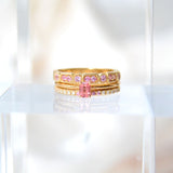 Trine Ji Light Pink 14K Gold Ring w. Sapphires