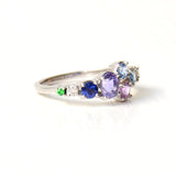Varnaya Vatina 18K Guld Ring m. Safirer, Amethyst, Tsavorit Sten & Diamanter