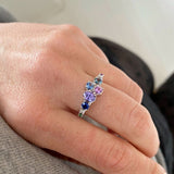 Varnaya Vatina 18K Guld Ring m. Safirer, Amethyst, Tsavorit Sten & Diamanter