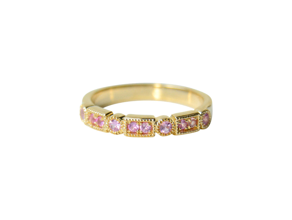 Trine Ji Light Pink 14K Gold Ring w. Sapphires