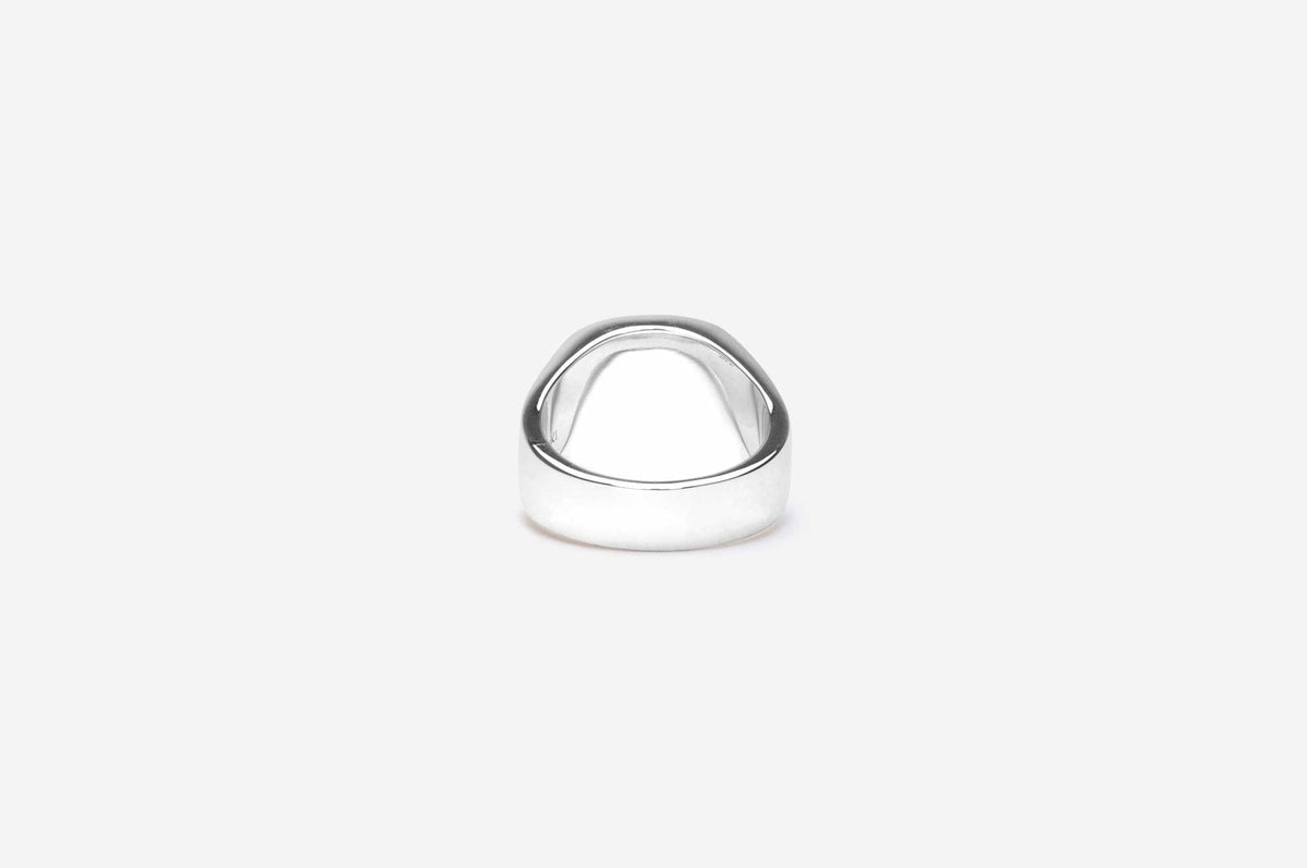 IX Cushion Signet Silver Ring w. Hawks Eye Ring