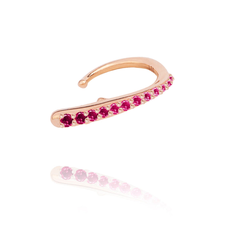 Ruby Ocean Tide 18K Rosegold Ear Cuff w. Rubies
