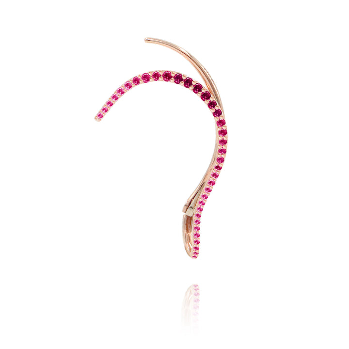 Ruby Queen Wave 18K Rosegold Ear Cuff w. Rubies