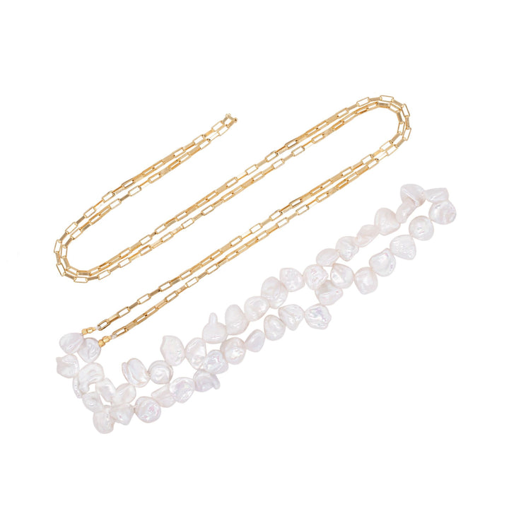 Shell Multi Forgyldt Halskæde m. Perle