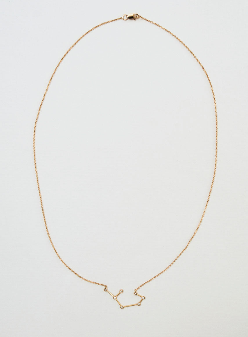 Star Sign Sagittarius 18K Gold Necklace w. Diamond