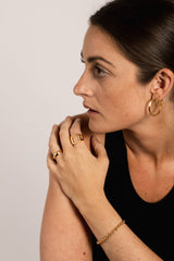 IX Octagon Simple Signet 22K Gold Plated Ring