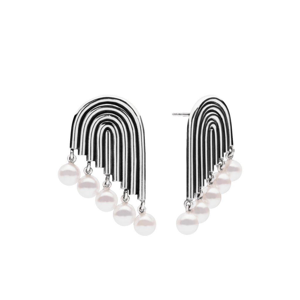 Supersonic Ohrringe aus Silber I Multiple Perlen