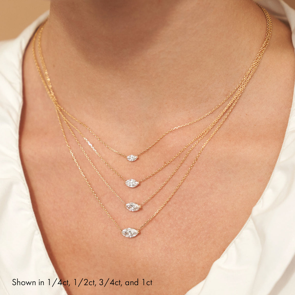 Halskette aus 14K Weißgold I Marquise-Solitär I Labor-Diamant