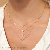 Solitaire Marquise 14K Whitegold Necklace w. Lab-Grown Diamond