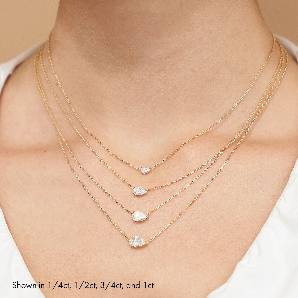 Solitaire Pear 14K Rosegold Necklace w. Lab-Grown Diamond
