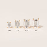 Solitaire Emerald 14K Rosegold Studs w. Lab-Grown Diamonds