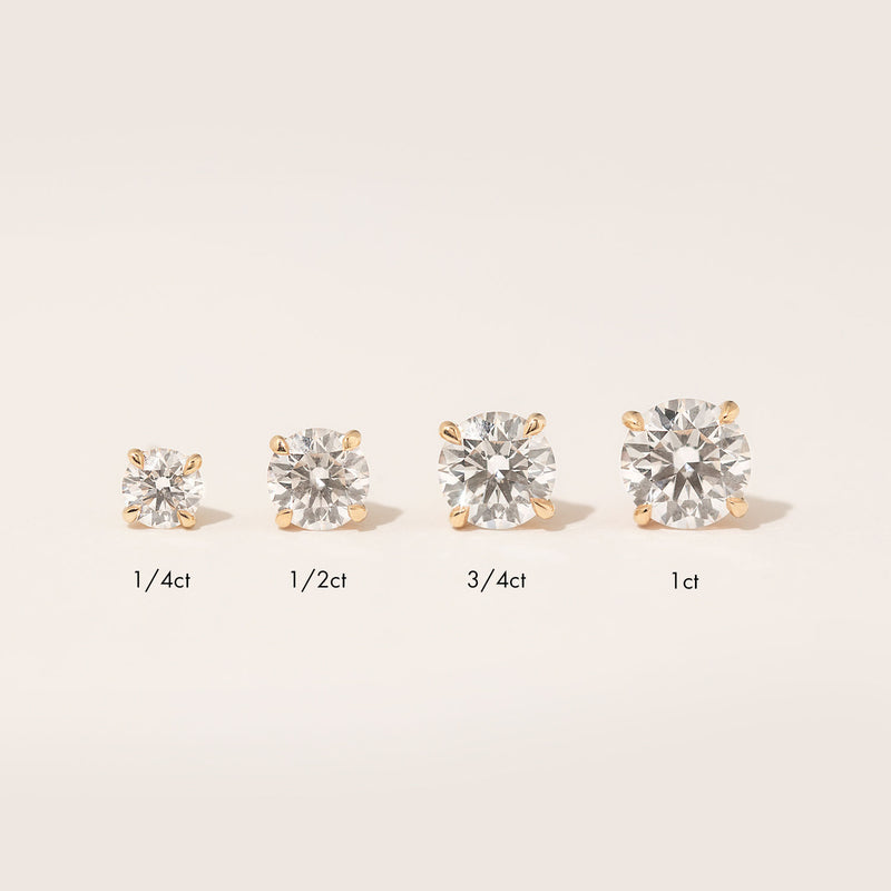Solitaire Rund Brilliant 14K Guld Ørestikkere m. Lab-Grown Diamanter