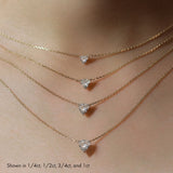 Solitaire Trillion 14K Gold Necklace w. Lab-Grown Diamond