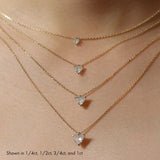 Solitaire Trillion 14K Rosegold Necklace w. Lab-Grown Diamond