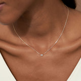 Solitaire Emerald 14K Gold Necklace w. Lab-Grown Diamond