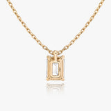 Halskette aus 14K Rosegold I Smaragd-Solitär I Labor-Diamant