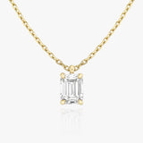 Halskette aus 14K Gelbgold I Smaragd-Solitär I Labor-Diamant