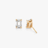 Solitaire Emerald 14K Rosegold Studs w. Lab-Grown Diamonds