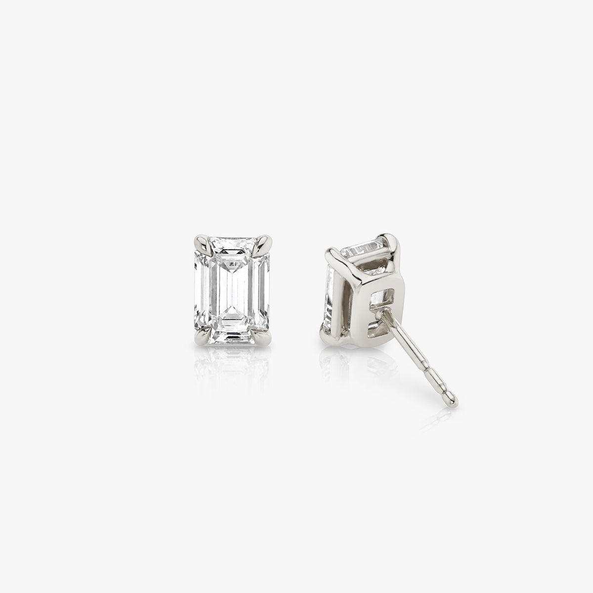 Solitaire Emerald 14K Hvidguld Ørestikkere m. Lab-Grown Diamanter