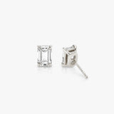 Solitaire Emerald 14K Whitegold Studs w. Lab-Grown Diamonds