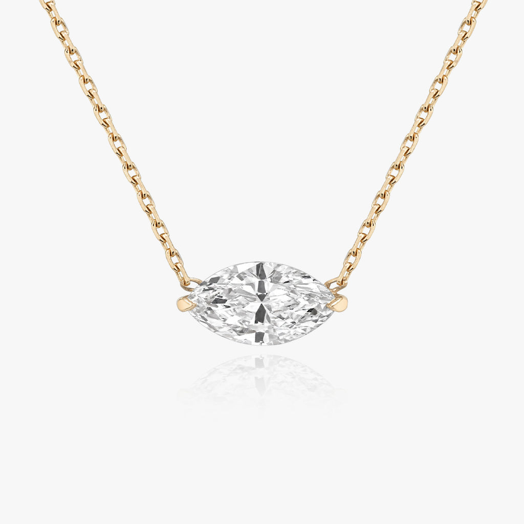 Solitaire Marquise 14K Whitegold Necklace w. Lab-Grown Diamond