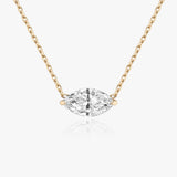 Solitaire Marquise 14K Gold Necklace w. Lab-Grown Diamond