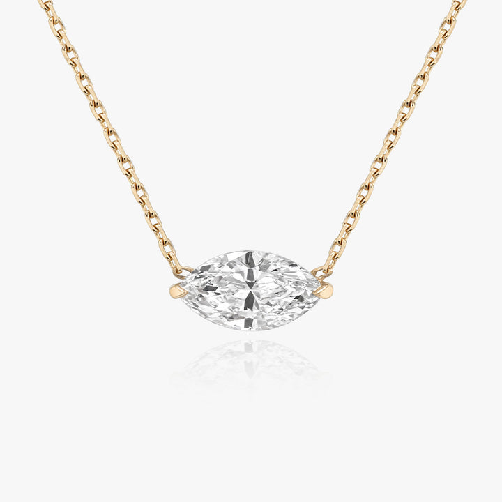 Solitaire Marquise 14K Rosegold Necklace w. Lab-Grown Diamond