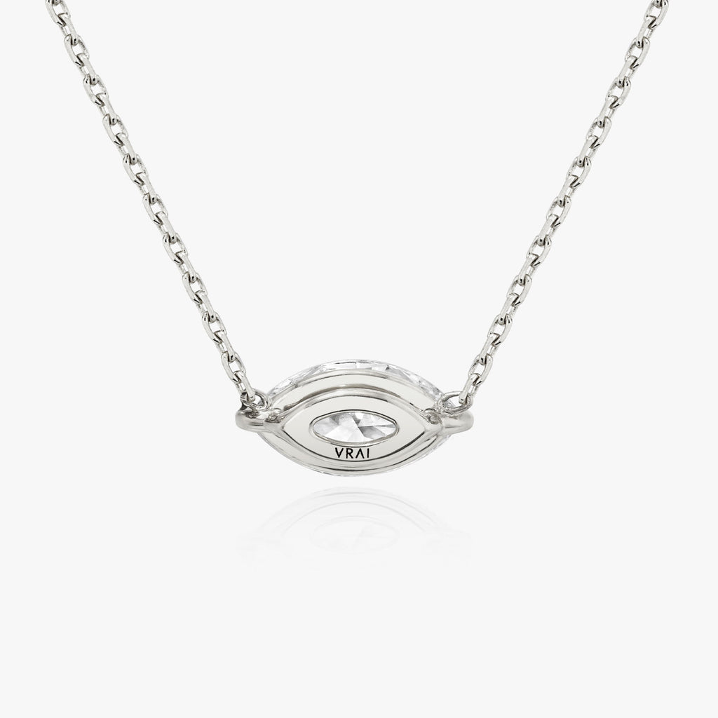 Solitaire Marquise 14K Whitegold Necklace w. Lab-Grown Diamond
