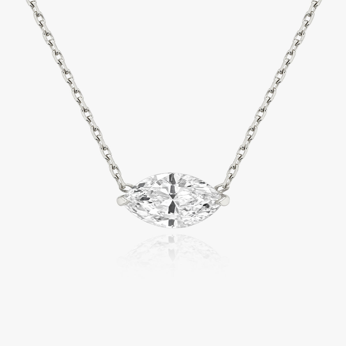 Halskette aus 14K Weißgold I Marquise-Solitär I Labor-Diamant