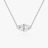 Solitaire Marquise 14K Whitegold Necklace w. Lab-Grown Diamond