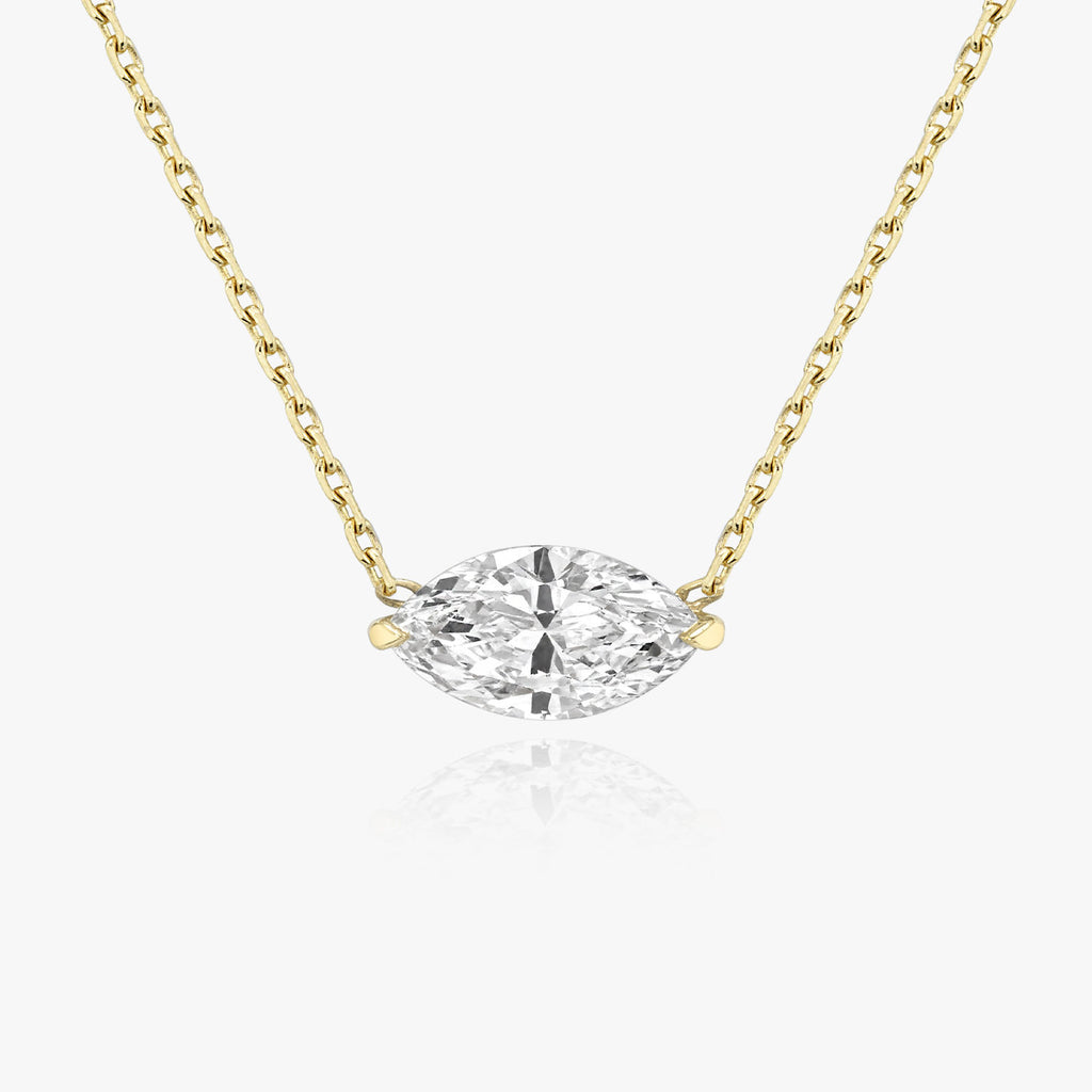 Solitaire Marquise 14K Whitegold Necklace w. Lab-Grown Diamond