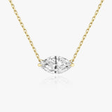 Solitaire Marquise 14K Gold Necklace w. Lab-Grown Diamond