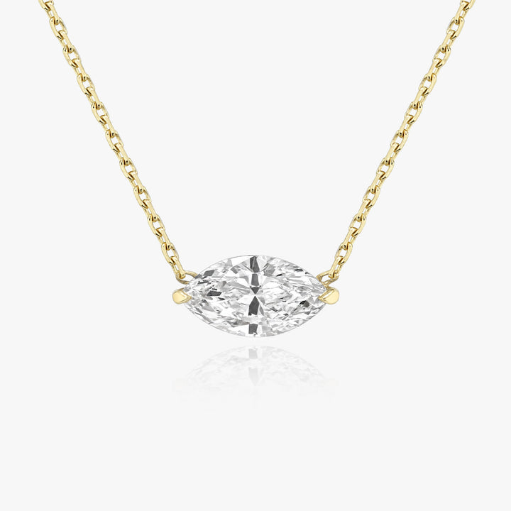 Solitaire Marquise 14K Gold Necklace w. Lab-Grown Diamond
