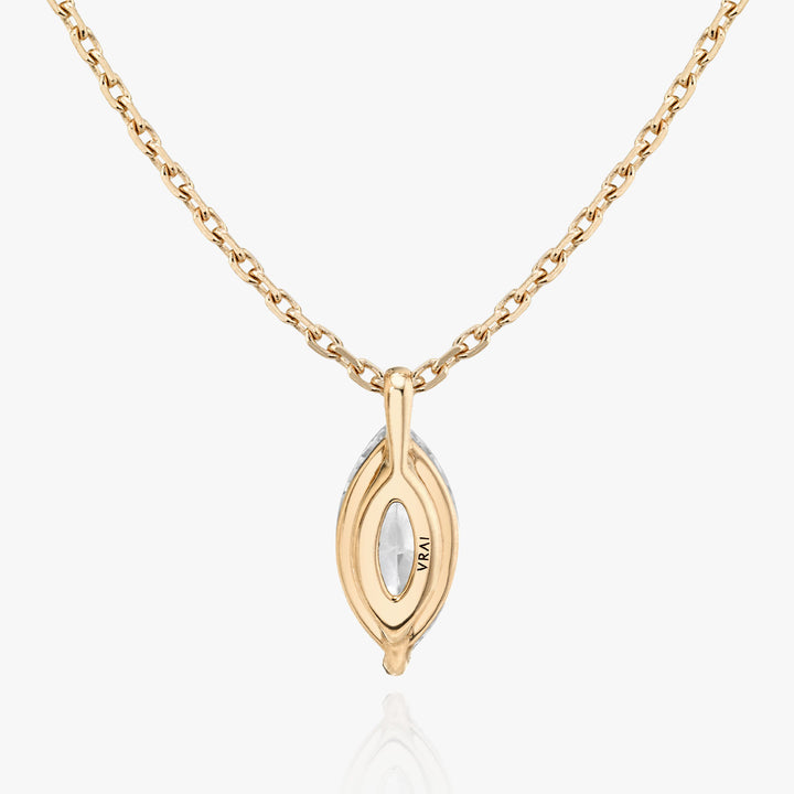 Solitaire Marquise 14K Rosegold Necklace w. Lab-Grown Diamond