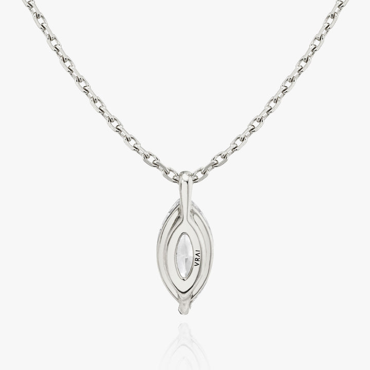 Solitaire Marquise 14K Whitegold Necklace w. Lab-Grown Diamond