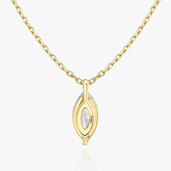 Solitaire Marquise 14K Gold Necklace w. Lab-Grown Diamond