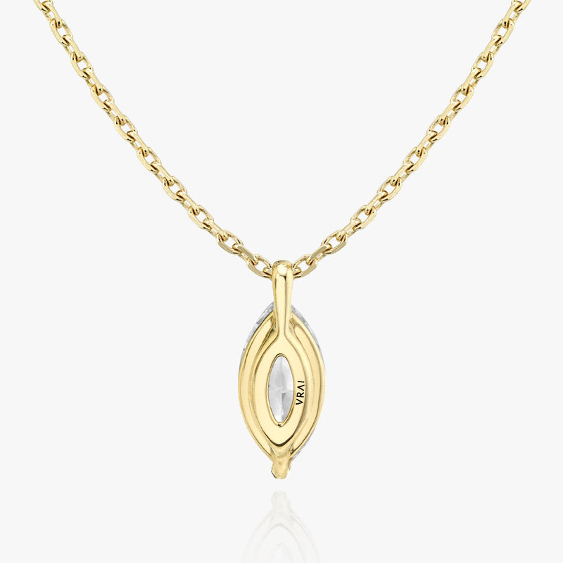 Solitaire Marquise 14K Gold Necklace w. Lab-Grown Diamond