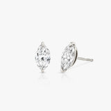 Solitaire Marquise 14K Whitegold Studs w. Lab-Grown Diamonds