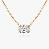 Solitaire Oval 14K Gold Necklace w. Lab-Grown Diamond