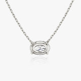 Solitaire Oval 14K Whitegold Necklace w. Lab-Grown Diamond