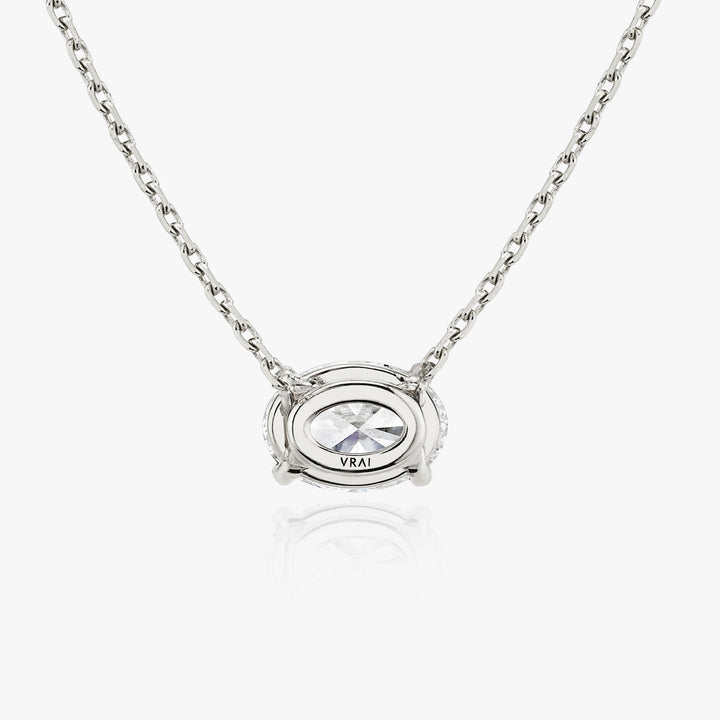 Solitaire Oval 14K Whitegold Necklace w. Lab-Grown Diamond