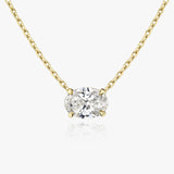 Solitaire Oval 14K Rosegold Necklace w. Lab-Grown Diamond