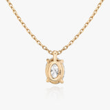 Solitaire Oval 14K Rosegold Necklace w. Lab-Grown Diamond
