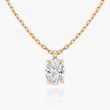 Solitaire Oval 14K Whitegold Necklace w. Lab-Grown Diamond