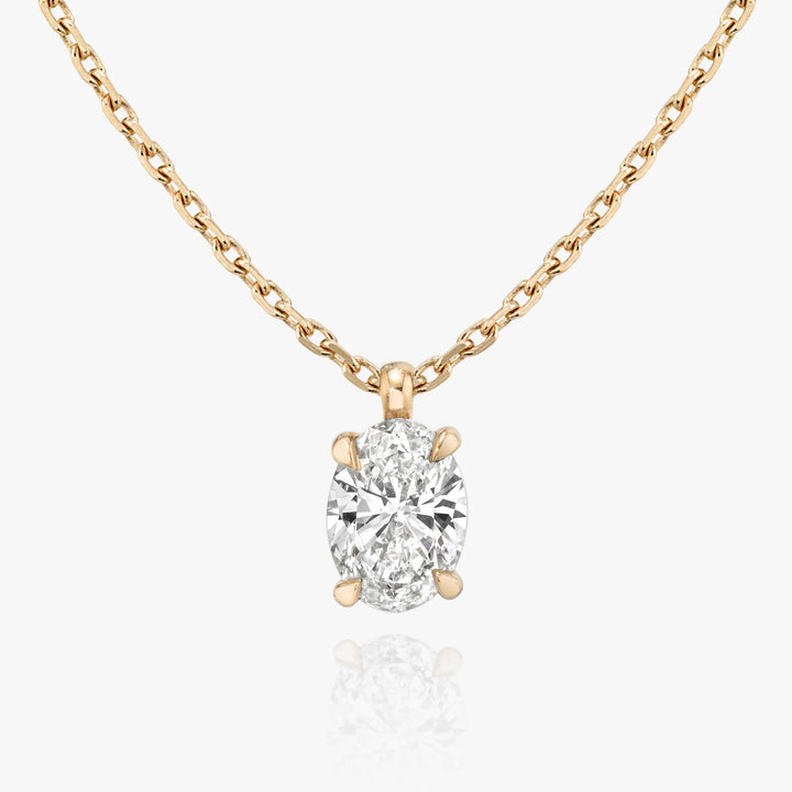 Solitaire Oval 14K Rosegold Necklace w. Lab-Grown Diamond