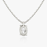 Solitaire Oval 14K Whitegold Necklace w. Lab-Grown Diamond