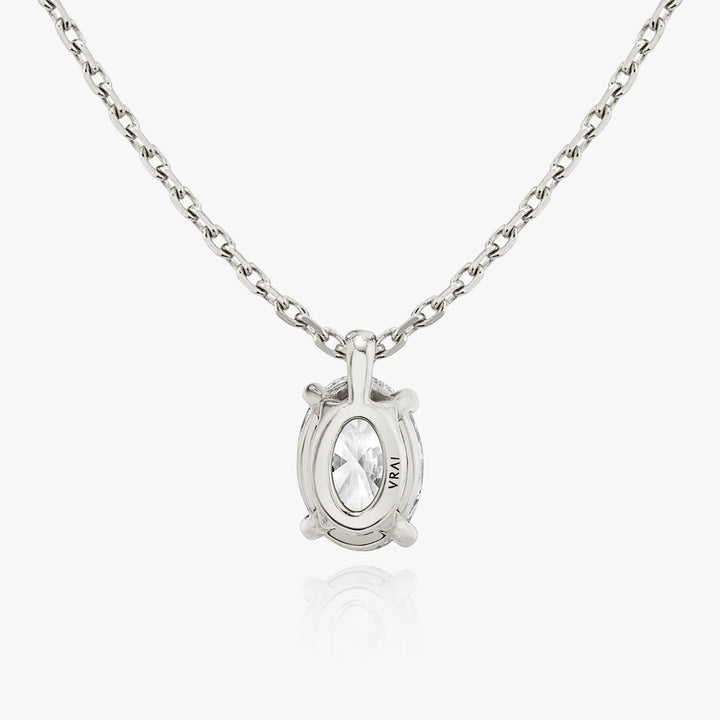 Solitaire Oval 14K Whitegold Necklace w. Lab-Grown Diamond